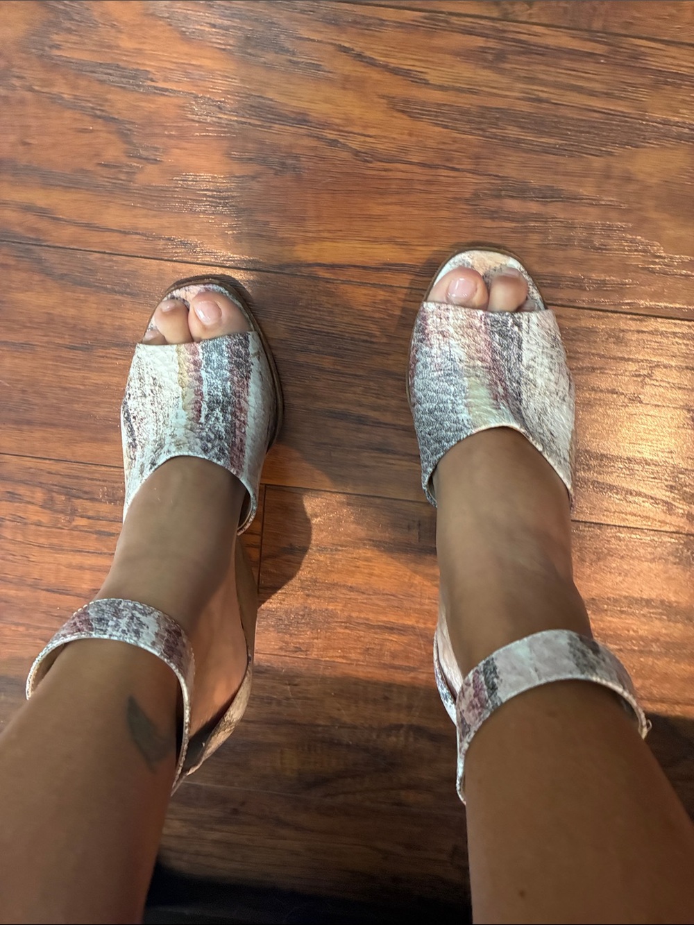 Vince Camuto Multicolor Striped Open-Toe Ankle Strap Platform Sandals